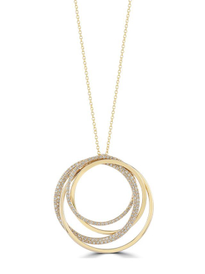 Effy D'oro 14k Yellow Gold Diamond Circles Pendant, 0.70 Tcw