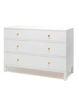 Maris Dresser Designer White Faux Belgian Linen