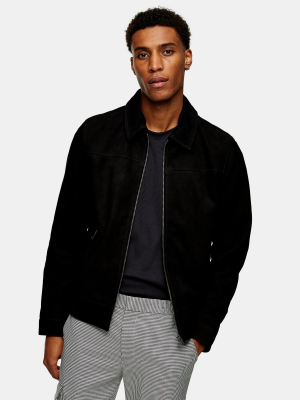 Black Suede Harrington Jacket