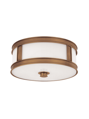 Patterson 3 Light Flush Mount Aged Brass