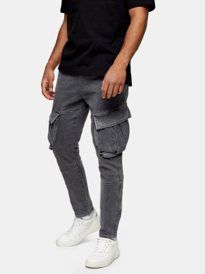 Gray Cargo Denim Sweatpants