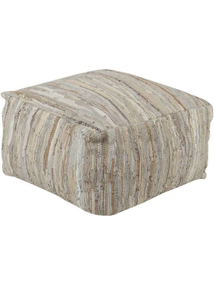 Anthracite Striped Ivory/beige Cube Pouf