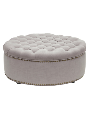 Iglehart Linen Modern Tufted Ottoman Beige - Baxton Studio