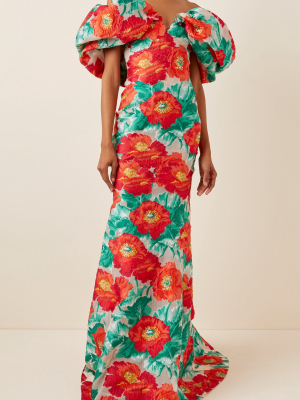 Floral Off-the-shoulder Gown