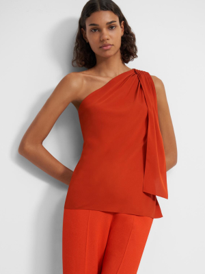 One Shoulder Top In Stretch Silk