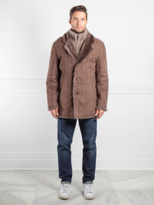 Mens Shearling Lamb And Mink Jacket In Taupe