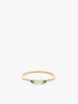 Jenna Emerald Baguette Ring