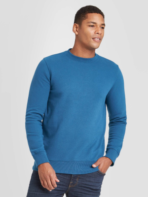 Men's Regular Fit Crew Fleece Sweatshirt - Goodfellow & Co™ Blue