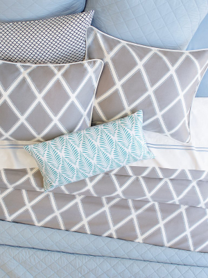 The Teal And White Palm Throw Pillow