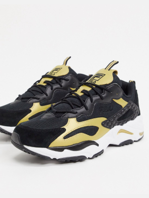 Fila Ray Tracer Sneakers In Black And Gold