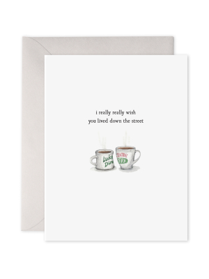 Coffee Cups Down The Street Card - Ef8