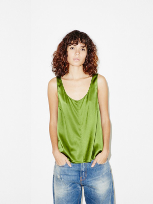 Silk Tank In Green