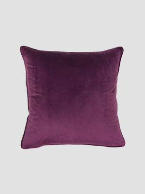 Piped Velvet Cushion 43x43cm In Plum