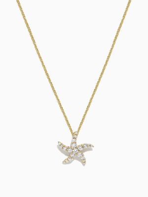 Effy Seaside 14k Yellow Gold Diamond Starfish Pendant, 0.36 Tcw