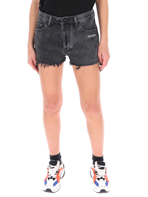 Off-white Logo Printed Denim Shorts