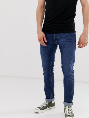 Jack & Jones Intelligence Glenn Slim Tapered Fit Jeans In Mid Blue