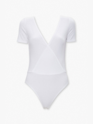 Ribbed Surplice Bodysuit