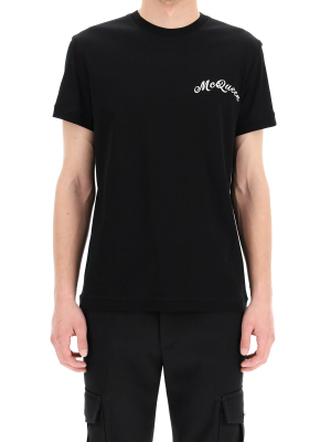 Alexander Mcqueen Logo Embroidered Crewneck T-shirt