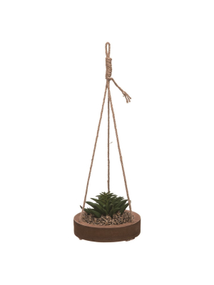 Transpac Wood 5 In. Green Spring Hanging Succulent Display