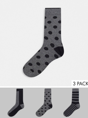 Selected Homme 3-pack Sock Giftbox In Gray