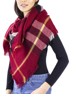 Oversized Plaid Blanket Wrap Scarf