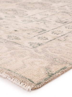 Stage Hand-knotted Border Ivory & Green Area Rug