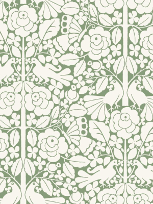 Fairy Tales Wallpaper In Green From The Magnolia Home Vol. 3 Collection By Joanna Gaines