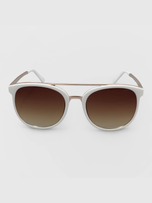 Women's Round Metal Plastic Sunglasses - A New Day™ White