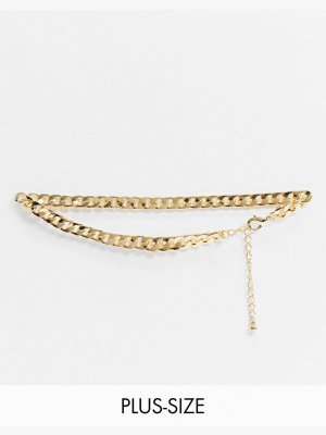 Designb London Curve Exclusive Choker In Gold Chain