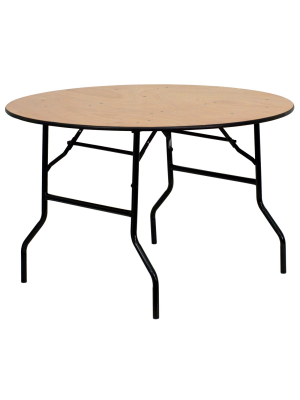 Flash Furniture 4-foot Round Wood Folding Banquet Table With Clear Coated Finished Top