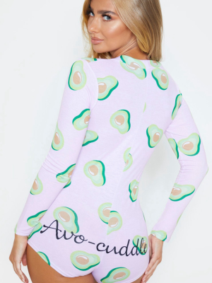 Pink Avo-cuddle Printed Pj Romper