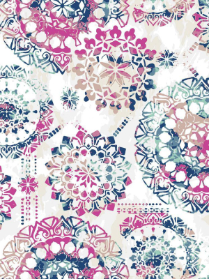 Bohemian Peel & Stick Wallpaper In Pink And Blue By Roommates For York Wallcoverings