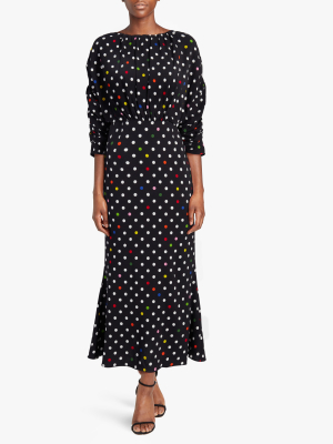 Polka Dot Gathered Bell Dress