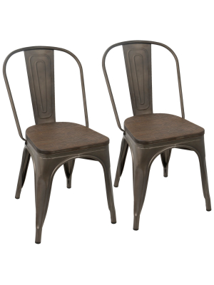 Set Of 2 Oregon Dining Chair Metal/espresso - Lumisource