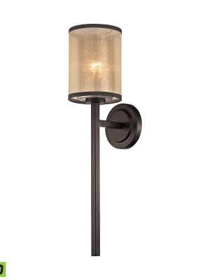 Diffusion 1-light Wall Lamp In Oiled Bronze With Organza And Mercury Glass - Includes Led Bulb