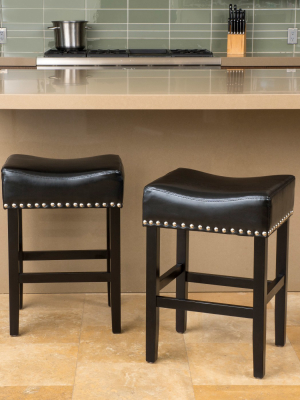 Set Of 2 Laramie Backless Counter Height Barstool Black - Christopher Knight Home