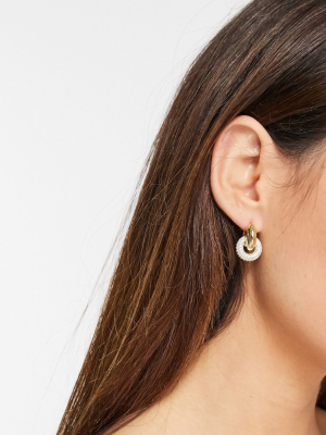 Luv Aj Pave Interlock Hoops In Gold