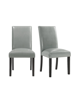 Set Of 2 Pia Faux Leather Dining Side Chairs Gray - Picket House Furnishings