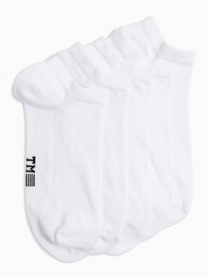 Plain White Trainer Socks 5 Pack