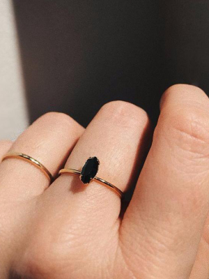 Tiny Marquis Ring - Jet Black Crystal