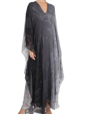 Oversized Ombre Metallic Roses Boubou Caftan