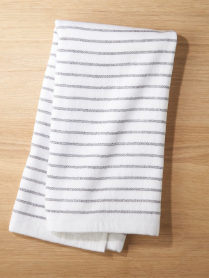 White Pinstripe Terry Dishtowel