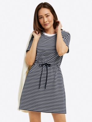 Tie Waist T-shirt Dress In Nautical Stripe