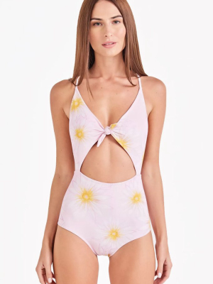 Ana Front Tie Cut Out One Piece Swimsuit - Victoria Pink Floral Print