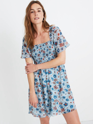 Flutter-sleeve Smocked Dress In Wildflower Garden