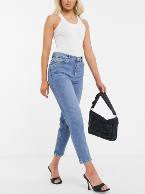 Mango Mom Fit Jeans In Washed Blue