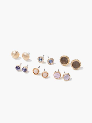 Faux Gem Stud Earring Set