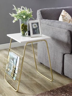 Modern Side Table With Magazine Holder - Saracina Home