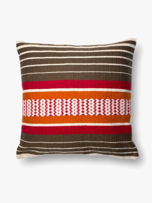 Brown Striped Outdoor Pillow