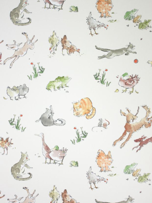 Sample Quentin's Menagerie Wallpaper In Platinum From The Zagazoo Collection By Osborne & Little